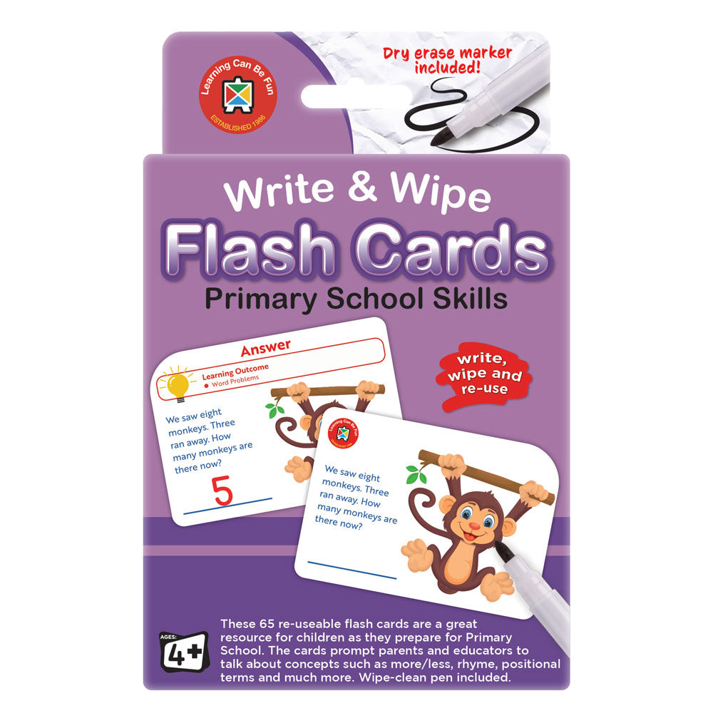 LCBF Write & Wipe Flash Cards With Marker Primary School Skills ...