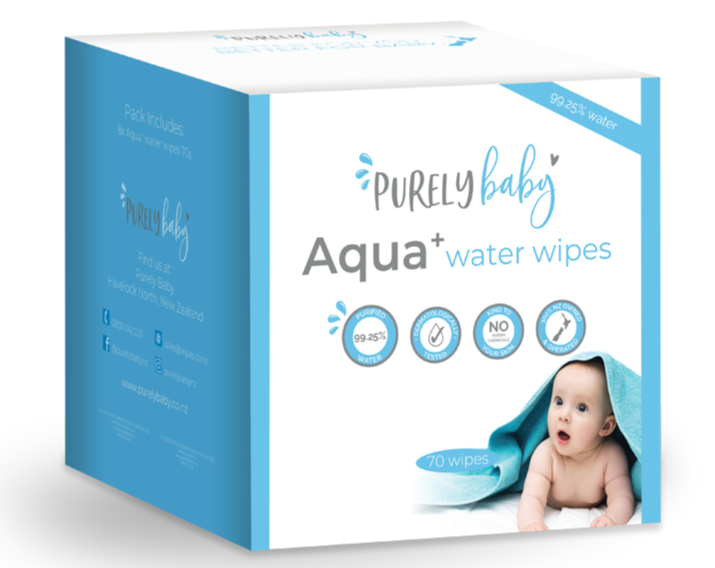 Purely Baby Aqua+ 99.25% Water Wipes 70s Carton (8x70pk)
