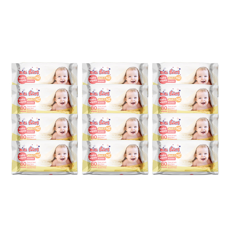 Mini Stars Baby Wipes Scented 80s Carton (12x80pk)
