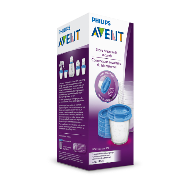 Avent Milk Storage Cups 180ml 5pk