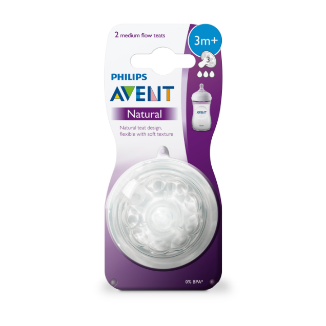 Avent Natural Medium Flow Teat 2pk