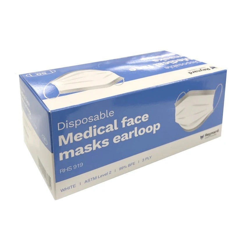Disposable Reynard Medical Masks 3ply 50pk